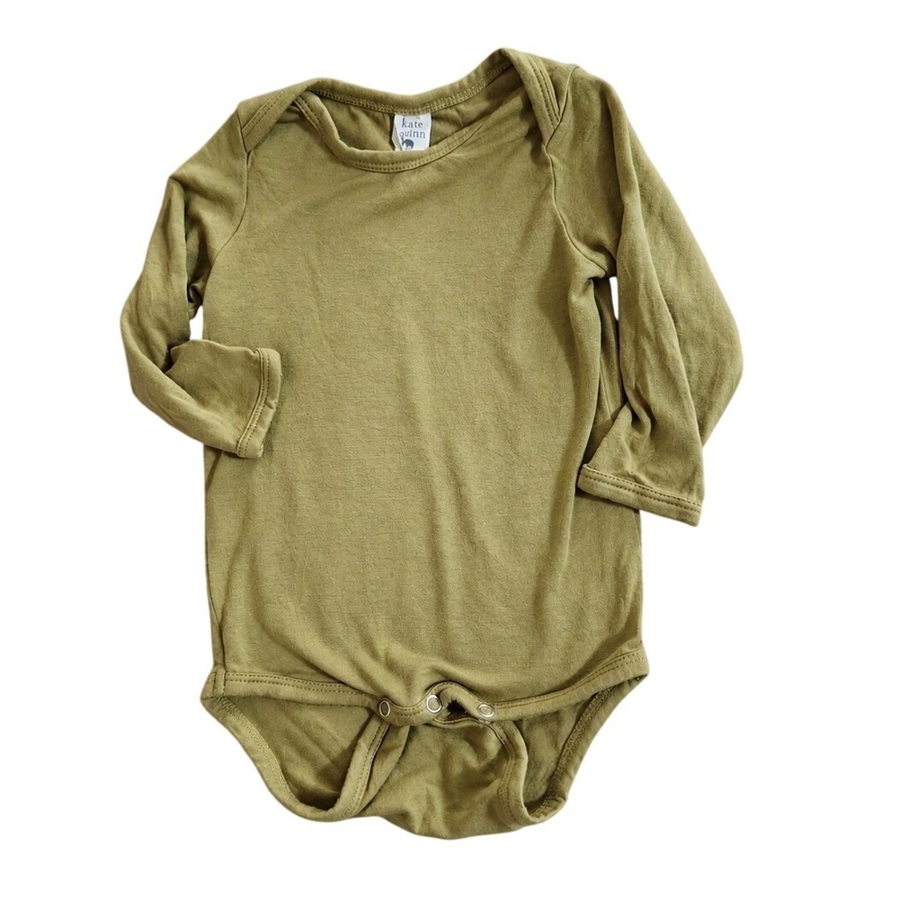 Kate Quinn 6-12M Baby Olive Green Modal Long Sleeve Bodysuit One Piece